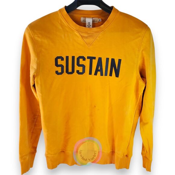 H&M LOGG Sweatshirt Mens Medium Yellow Blue SUSTAIN Graphic Cal Bears Team Color - Picture 1 of 10
